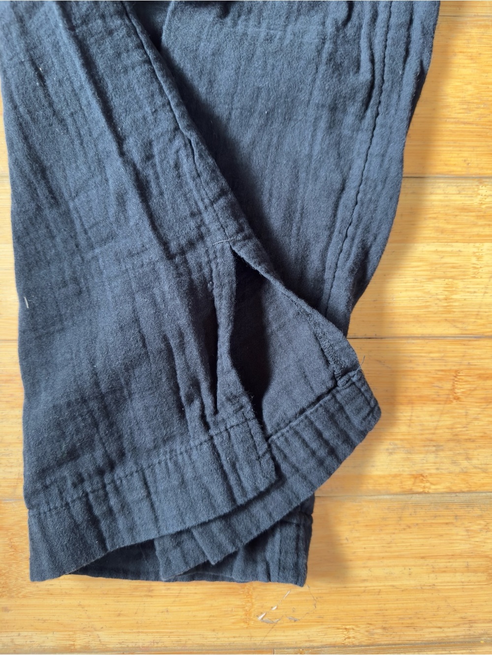 High rise wide leg pull on black cotton pants - Picture 4 of 5